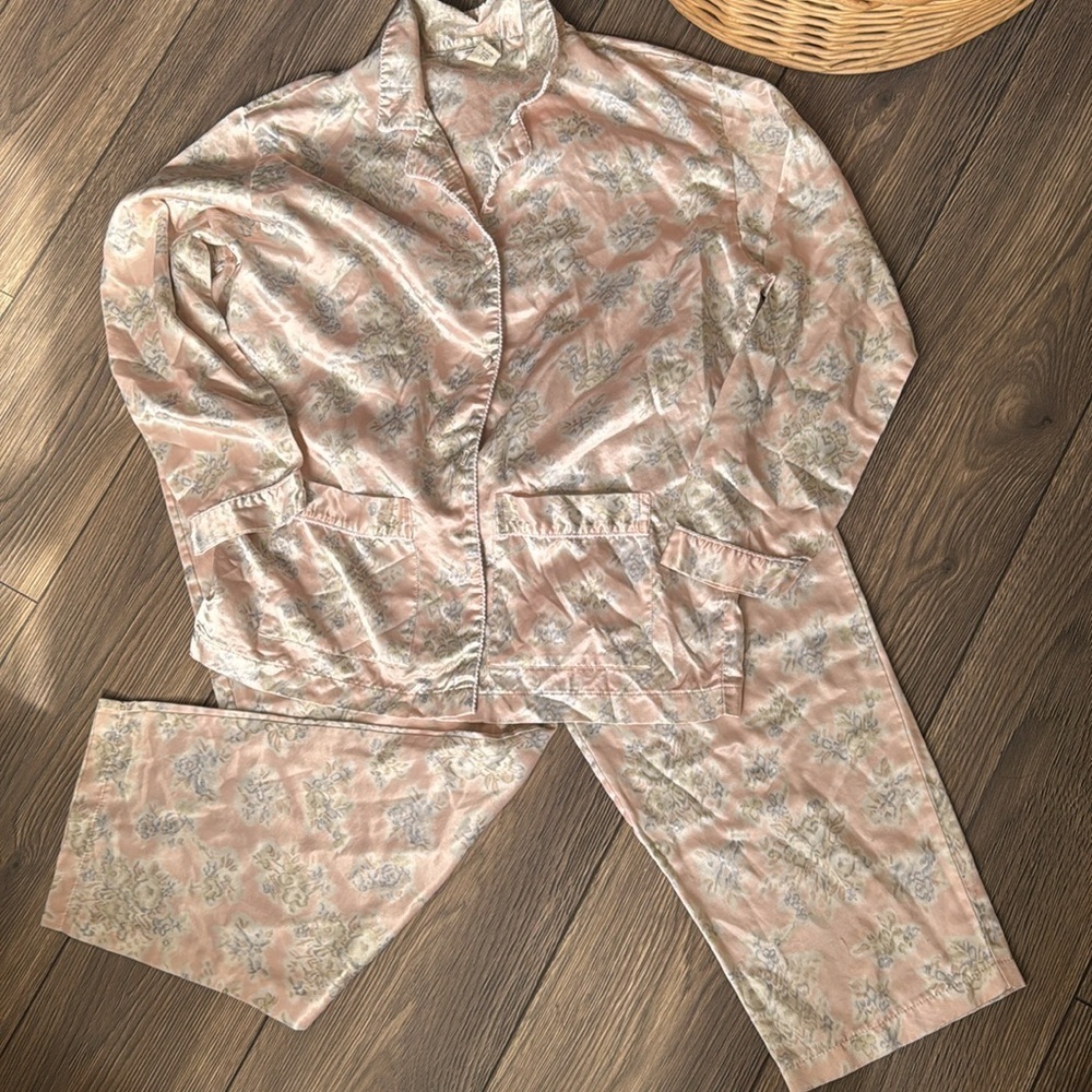 Vintage Amanda Stewart romantic floral pajama set size large baby pink - Picture 3 of 14